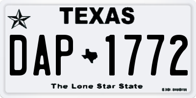 TX license plate DAP1772