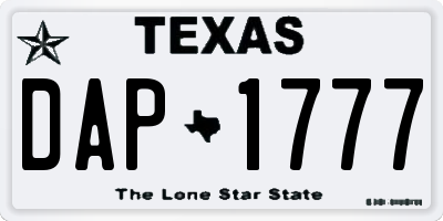 TX license plate DAP1777