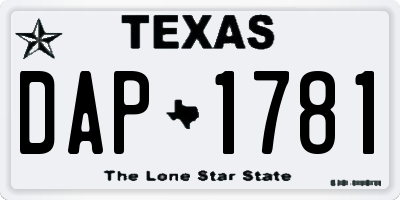 TX license plate DAP1781