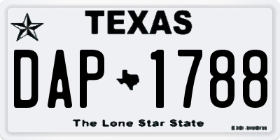 TX license plate DAP1788