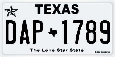 TX license plate DAP1789