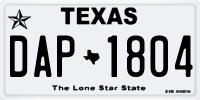 TX license plate DAP1804