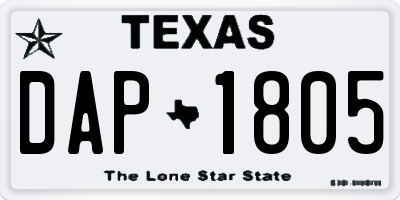 TX license plate DAP1805