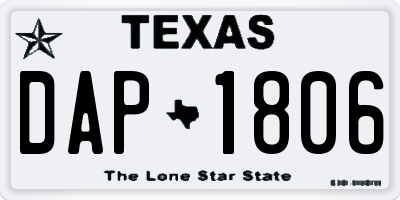 TX license plate DAP1806