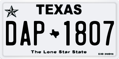 TX license plate DAP1807