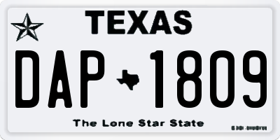 TX license plate DAP1809