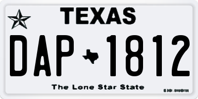 TX license plate DAP1812