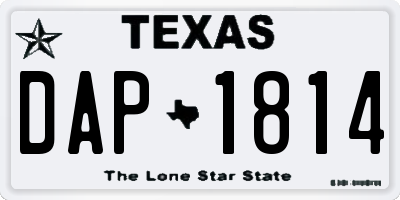 TX license plate DAP1814