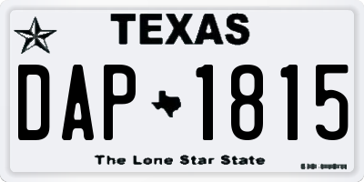 TX license plate DAP1815