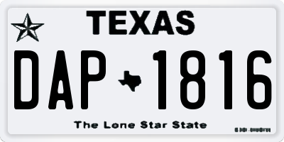TX license plate DAP1816