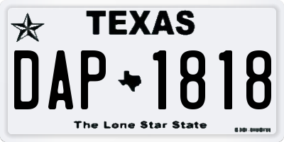 TX license plate DAP1818