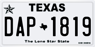 TX license plate DAP1819