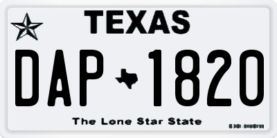 TX license plate DAP1820