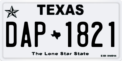 TX license plate DAP1821