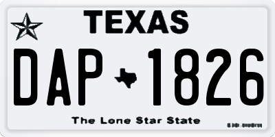 TX license plate DAP1826