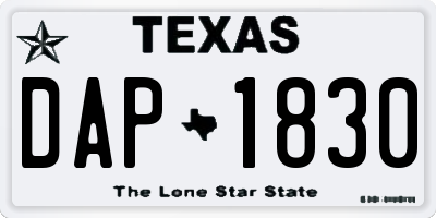 TX license plate DAP1830
