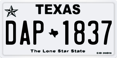 TX license plate DAP1837