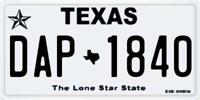 TX license plate DAP1840