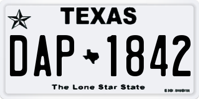 TX license plate DAP1842