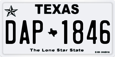 TX license plate DAP1846