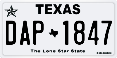 TX license plate DAP1847