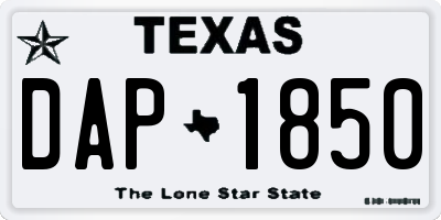 TX license plate DAP1850