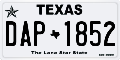 TX license plate DAP1852