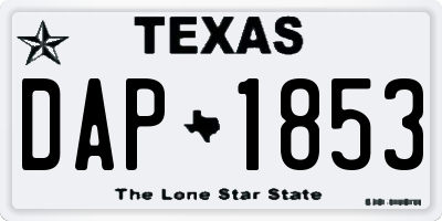 TX license plate DAP1853