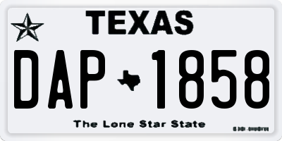 TX license plate DAP1858