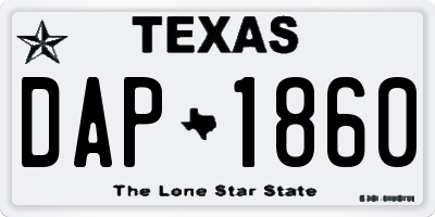 TX license plate DAP1860
