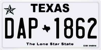 TX license plate DAP1862
