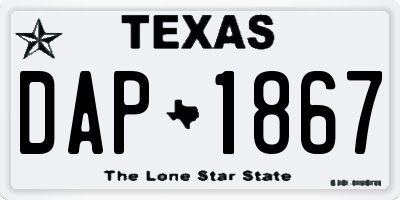 TX license plate DAP1867