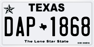 TX license plate DAP1868