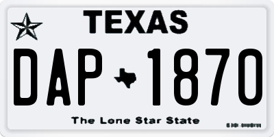 TX license plate DAP1870