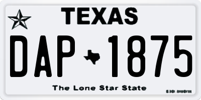 TX license plate DAP1875
