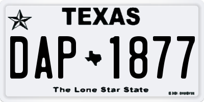 TX license plate DAP1877