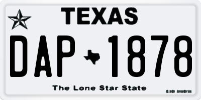TX license plate DAP1878