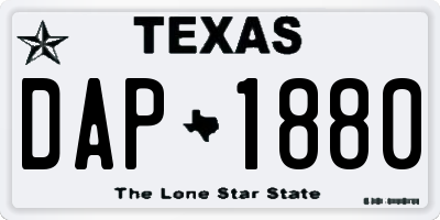 TX license plate DAP1880