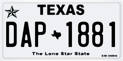 TX license plate DAP1881