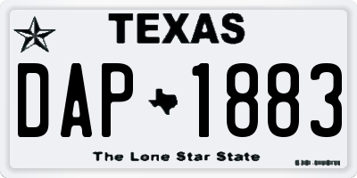 TX license plate DAP1883