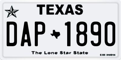 TX license plate DAP1890