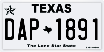 TX license plate DAP1891