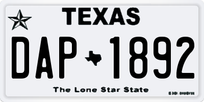 TX license plate DAP1892