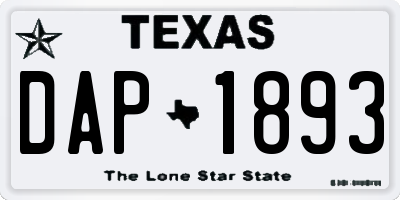 TX license plate DAP1893