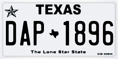 TX license plate DAP1896