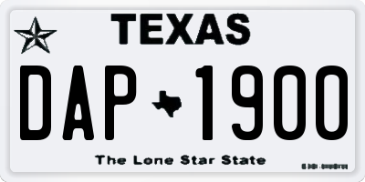 TX license plate DAP1900