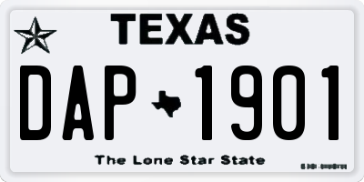 TX license plate DAP1901