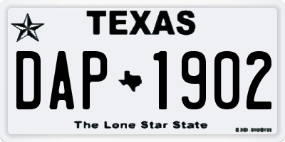 TX license plate DAP1902