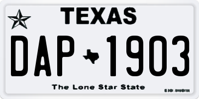 TX license plate DAP1903