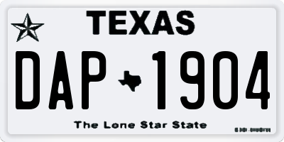 TX license plate DAP1904